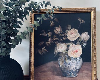 Vintage Art Painting Elegance in Bloom | Roses in Porcelain |