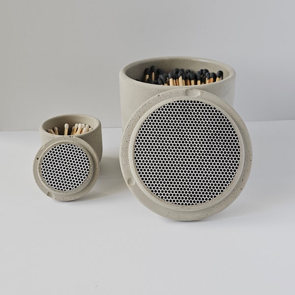 Concrete Match Jar with Strike Pad Lid AND Matches