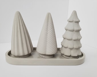 Concrete Christmas Tree | Christmas Tree Set | Minimal Christmas Decorations | Cement Holiday Decor | Concrete Christmas Tree Trio Set