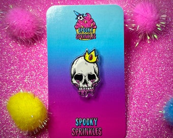 Royal crown skull goopy cute acrylic pin