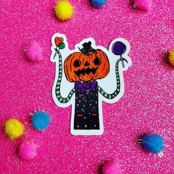 Jack o lantern. Pumpkin man. halloween die cut sticker.