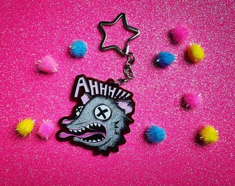 Screaming possum head keychain