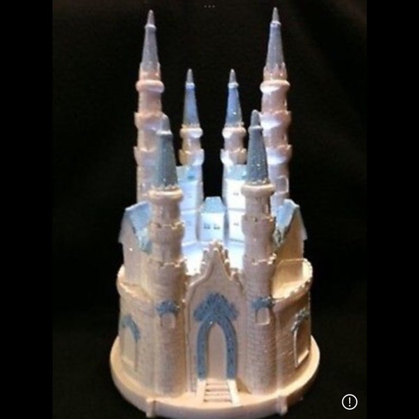 Cinderella castle  wedding quince cake topper lighted  9 h x 6 w  baby blue