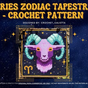 かぎ針編みパターン - 牡羊座の星座タペストリー