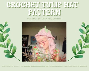 CROCHET PATTERN - crochet tulip hat flower design