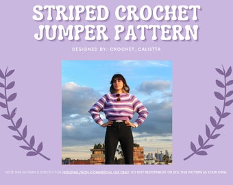 CROCHET PATTERN - Striped Raglans style crochet jumper