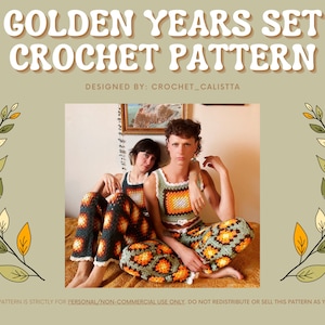 CROCHET PATTERN BUNDLE - Golden Years Crochet Matching Set granny square design