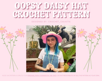 CROCHET PATTERN - Oopsy Daisy hat pattern flower design