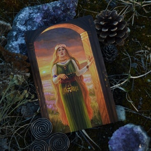 Brigid Idol Card 4&quot;x6&quot;  - Celtic Pagan Goddess Art - Premium Quality Card - Altar Decor - Imbolc