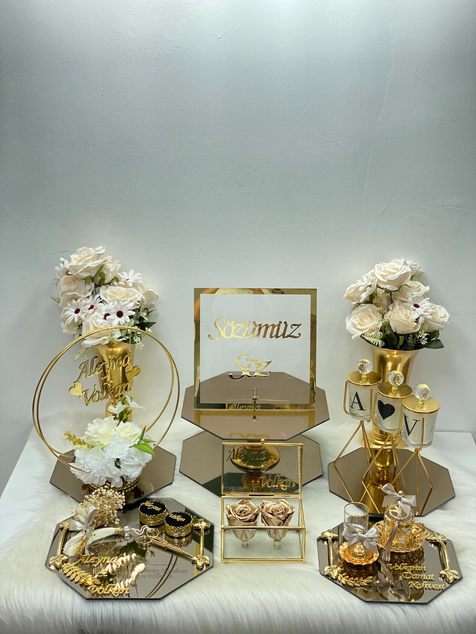 Söz Nişan Yüzük Tepsisi ve Damat Kahve Takımı Etsy