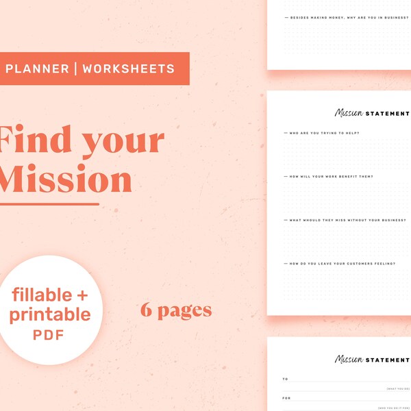 Mission Planner | Business Planner | Business starter kit | Small Business Planner | Printable Planner | Downloadable Planner | Workbook