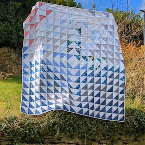 Modern patchwork scandi style memory blanket made from loved ones clothing