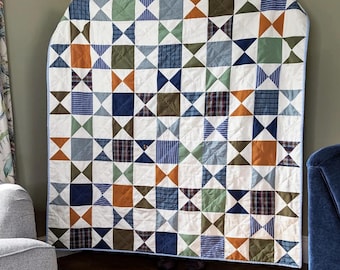 Hour glass Memory quilt blanket made from a loved one's clothing