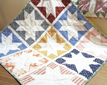 Memory quilt made from a loved one's clothing - patchwork star design would make a lovely bereavement gift.