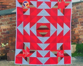 Memory quilt blanket made from a loved one's clothing