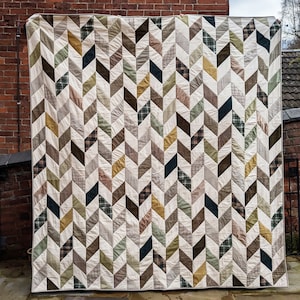 Herringbone Memory quilt blanket made from a loved one&#39;s clothing