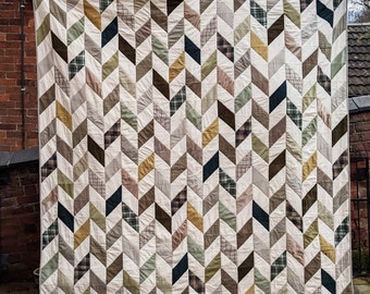 Herringbone Memory quilt blanket made from a loved one's clothing