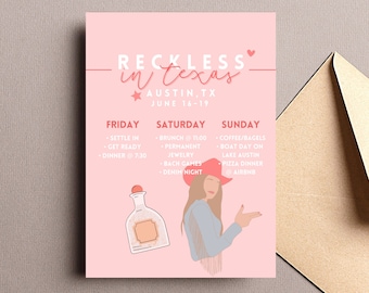 Reckless in Texas Bachelorette Itinerary Digital Download [Editable]