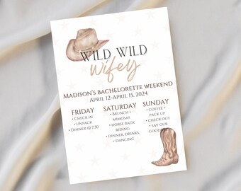 Wild Wild Wifey Bachelorette Itinerary Digital Download [Editable]