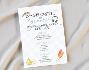 Bachelorette of Genovia Itinerary Digital Download  [Editable]