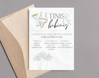 Tinis & Bikinis Bachelorette Itinerary Digital Download [Editable]
