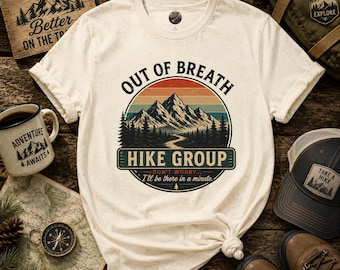 Buiten adem ontwerp bergzonsondergang T-shirt | Hike Group-wandelshirt