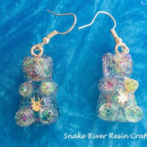 Spooky Gummy Bear Earrings, spooky Halloween jewelry, gummy bear jewelry, gummy bear earrings, cute gifts, gifts for her