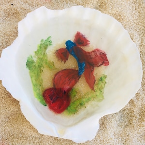 3D Blue and Red Beta fish resin painting, home decor, 3D resin painting