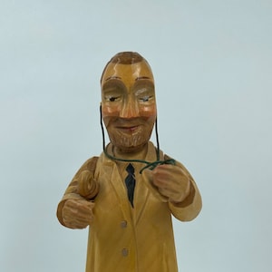 Vintage Hand Carved Wooden Doctor Figurine Made in Italy.