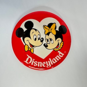 Vintage Pin of Mickey and Minnie Mouse from Disneyland Button.