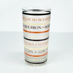 Vintage Highball Frosted Glass That Reads Scotch, Bourbon, Rye, Vodka, Gin & Whiskey