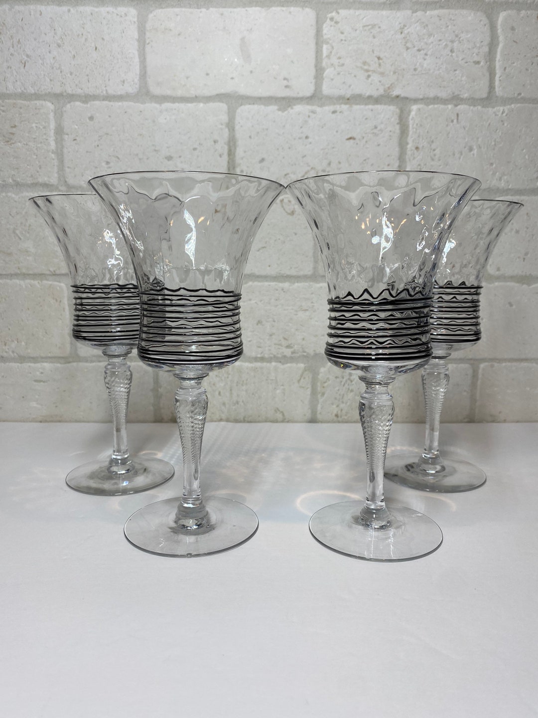 Antique Crystal Glasses H. C. Fry Art Glass Hand Reeded Etsy