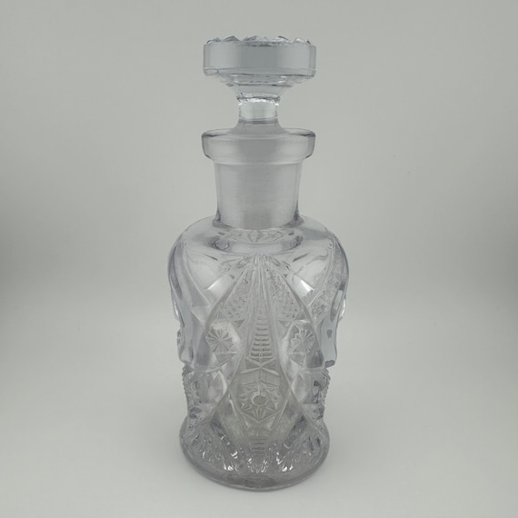 Vintage Perfume Bottle, Clear, Pressed Glass.