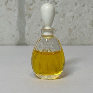Vintage Mini Privilege Perfume Bottle, Clear Glass, White Top