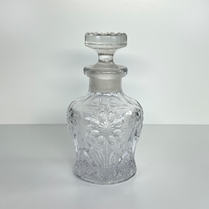 Vintage Perfume or Cologne Bottle with Clear Imperial Pressed Glass in Star Pattern