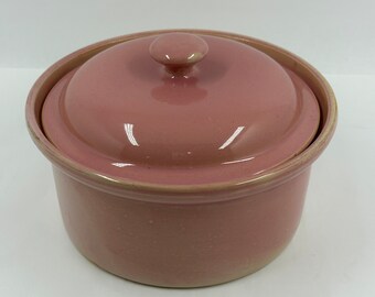 Vintage Casserole Dish, Rose Pink, Ceramic