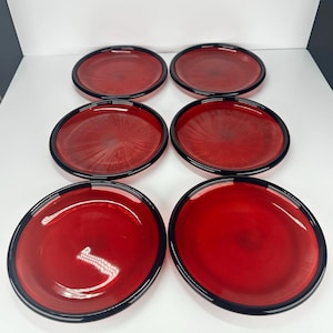 Vintage Bowls in Ruby Red Glass Made by Arcoroc in France Set of 6