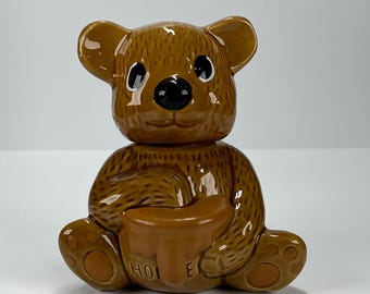 Vintage Ceramic Honey Pot Jar Shaped Like a Bear and Adorable