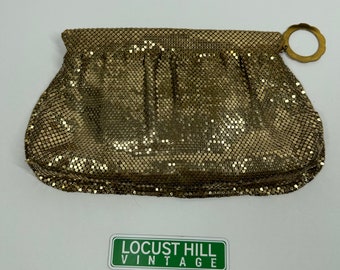 Vintage Gold Mesh Bag or Clutch and Matching Coin Purse by Whiting & Davis Co.