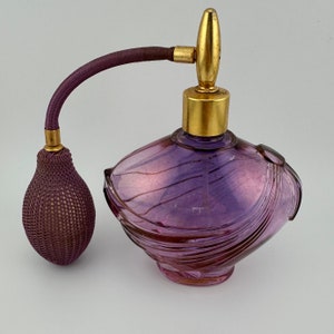 Vintage Perfume Bottle, Purple Rose Luster, Crystal Atomizer