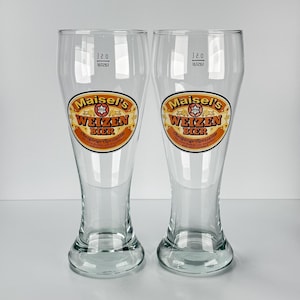 Vintage Pilsner Beer Glass of German Maisel’s Weizen Bier, Set of 2