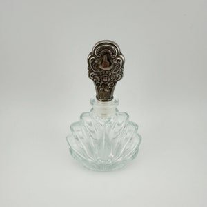 Vintage Perfume Bottle, Silverplated Top, Princess House Clear Glass with Twist Design.