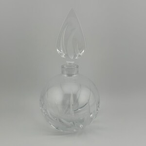 Vintage Perfume Bottle, Clear Glass, Round Crystal Cut Glass.