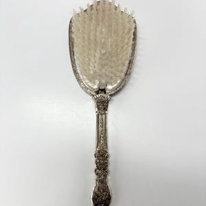 Vintage Hair Brush Silver Plated in Ornate Victorian Style