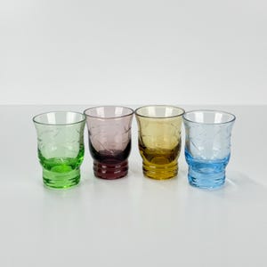 Vintage Shot Glasses With Floral Etched MCM Design Set of 4