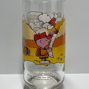 Vintage Peanuts Glass of Camp Snoopy Collection, Civilization is Overrated with Charlie Brown, Snoopy, Linus & Sally by McDonald’s