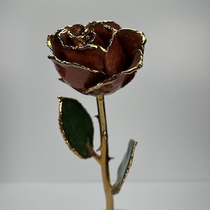 Vintage Rose Dipped in 24k gold in a Beautiful Dark Magenta Pink Color