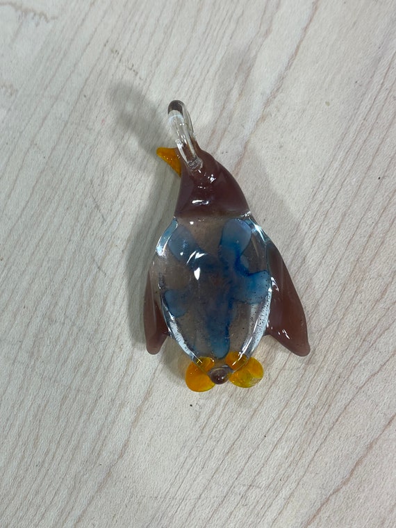 Vintage Glass Penguin, Hand Blown Glass Pendant o… - image 2