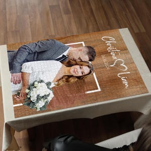 Custom Wedding Photo Jigsaw Puzzle – Personalized Couple Puzzle Gift with Names & Date, Romantic Engagement or Anniversary Keepsake