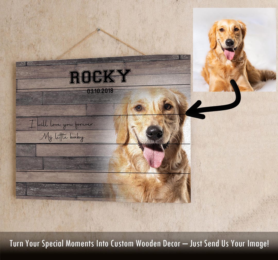 Personalized Pet Memorial Photo Plaque – Custom Dog Picture on Wood - Etsy